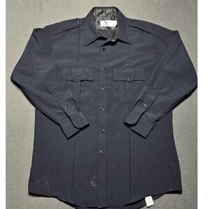 VF Imagewear Black Long Sleeve Button Up Uniform Shirt Men's‎ Size 17